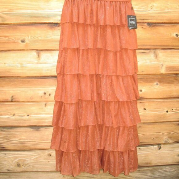 Mac Duggal 49287 Womens Sparkle Ruffle Layered Maxi Gown Dress - Picture 10 of 14